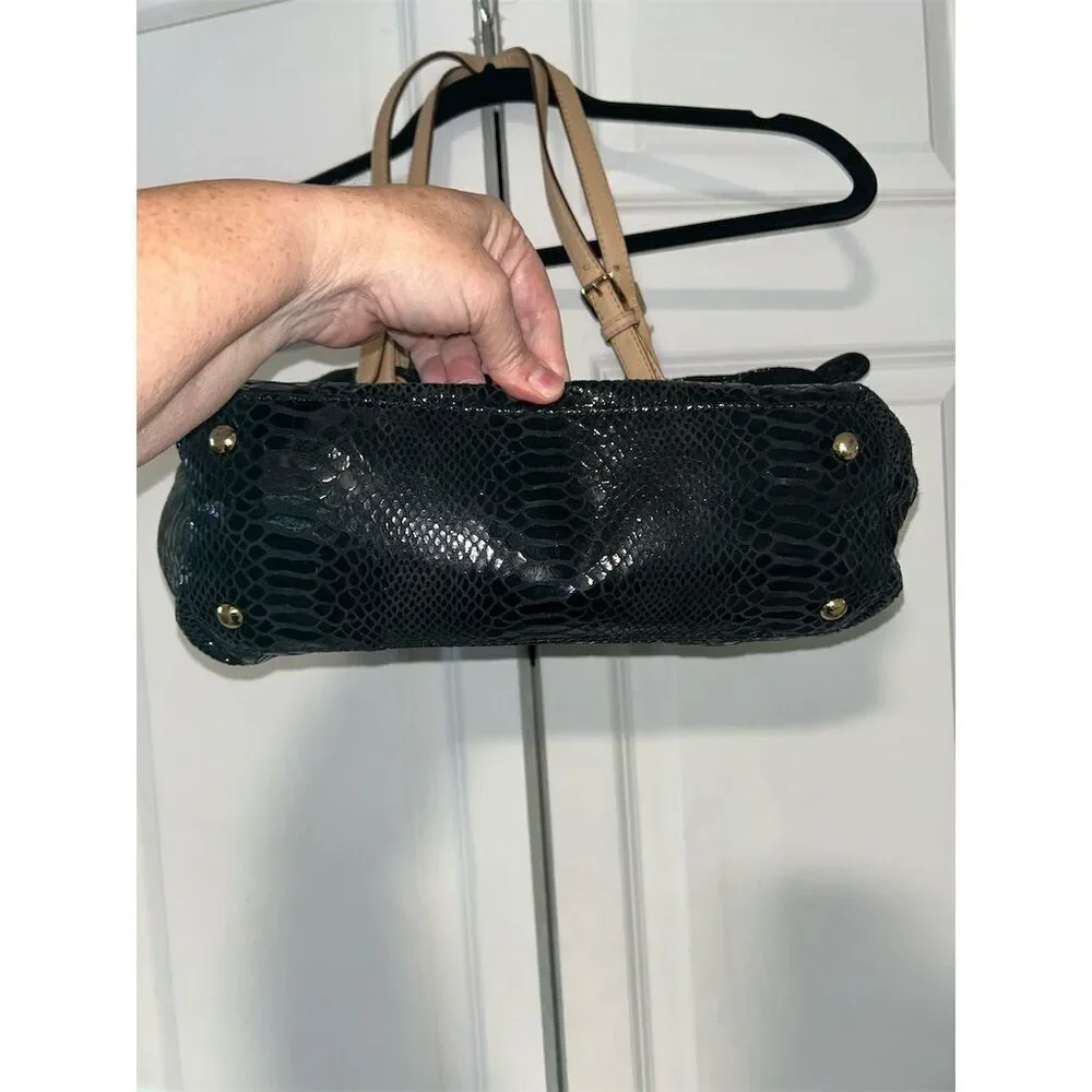 Michael Kors Black Python Embossed Leather Shoulder Bag Women's Handbag - Picture 5 of 10
